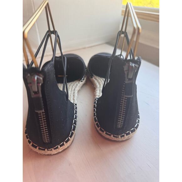 Eileen Fisher black Lace Leather Espadrille size 7.5 - Picture 3 of 9